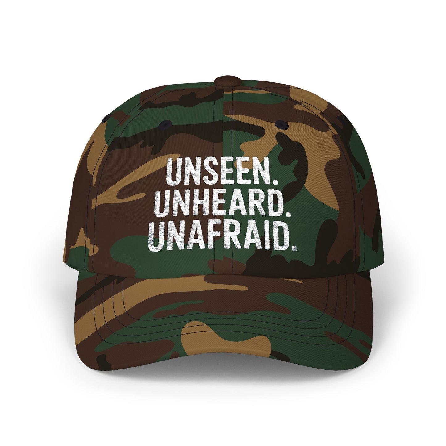 Unseen. Unheard. Unafraid.
Silent Service Embroidered Dad Cap | Naval Base Coordinate Edition