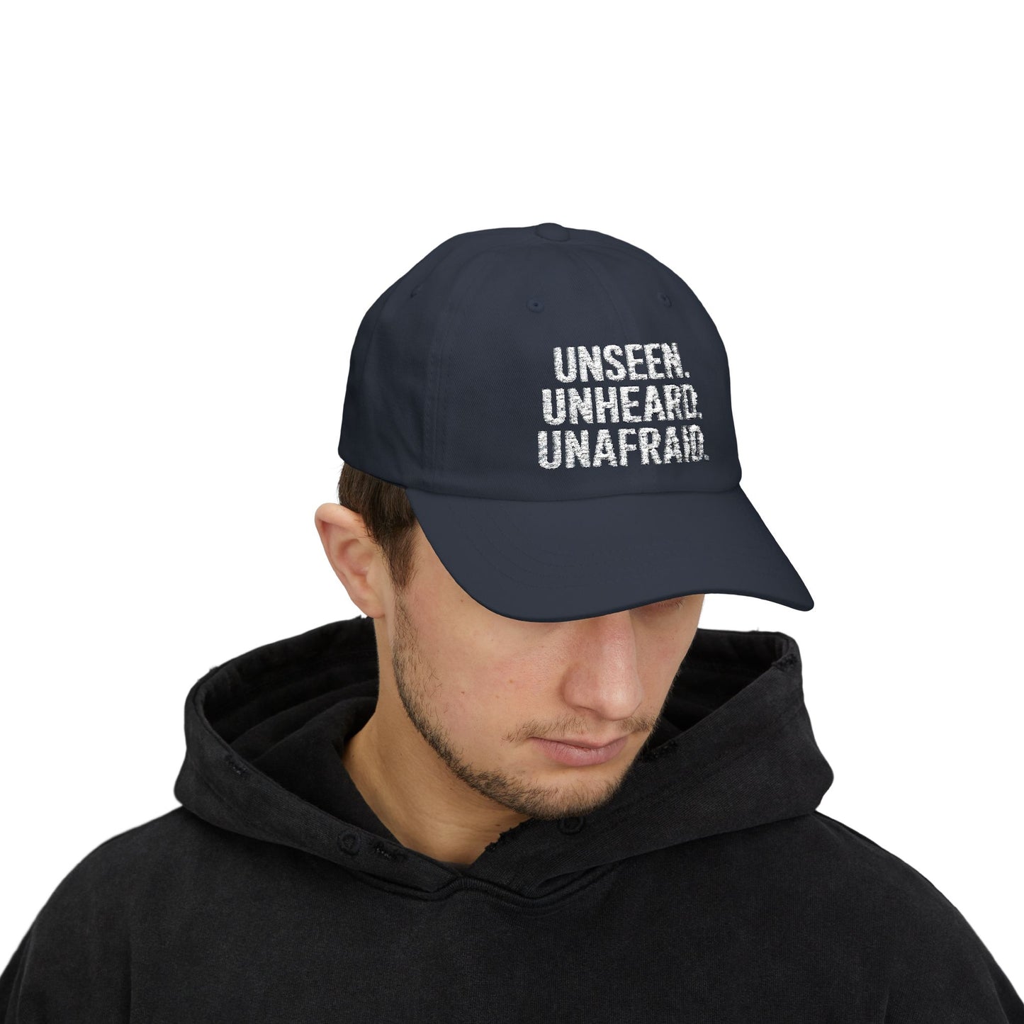 Unseen. Unheard. Unafraid. Submariner Dad Cap | Silent Service Embroidered Naval Coordinate Hat