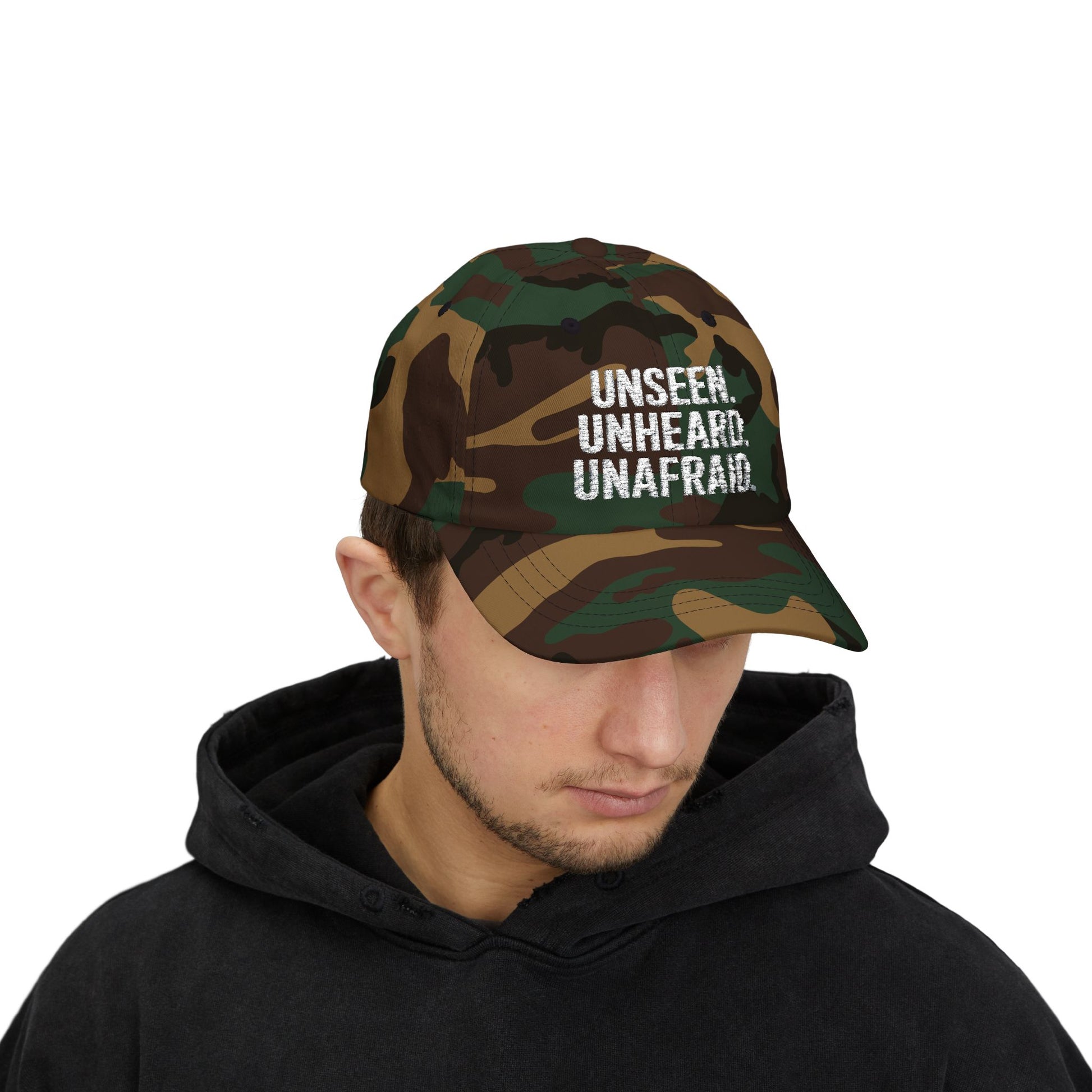 Unseen. Unheard. Unafraid.
Silent Service Embroidered Dad Cap | Naval Base Coordinate Edition