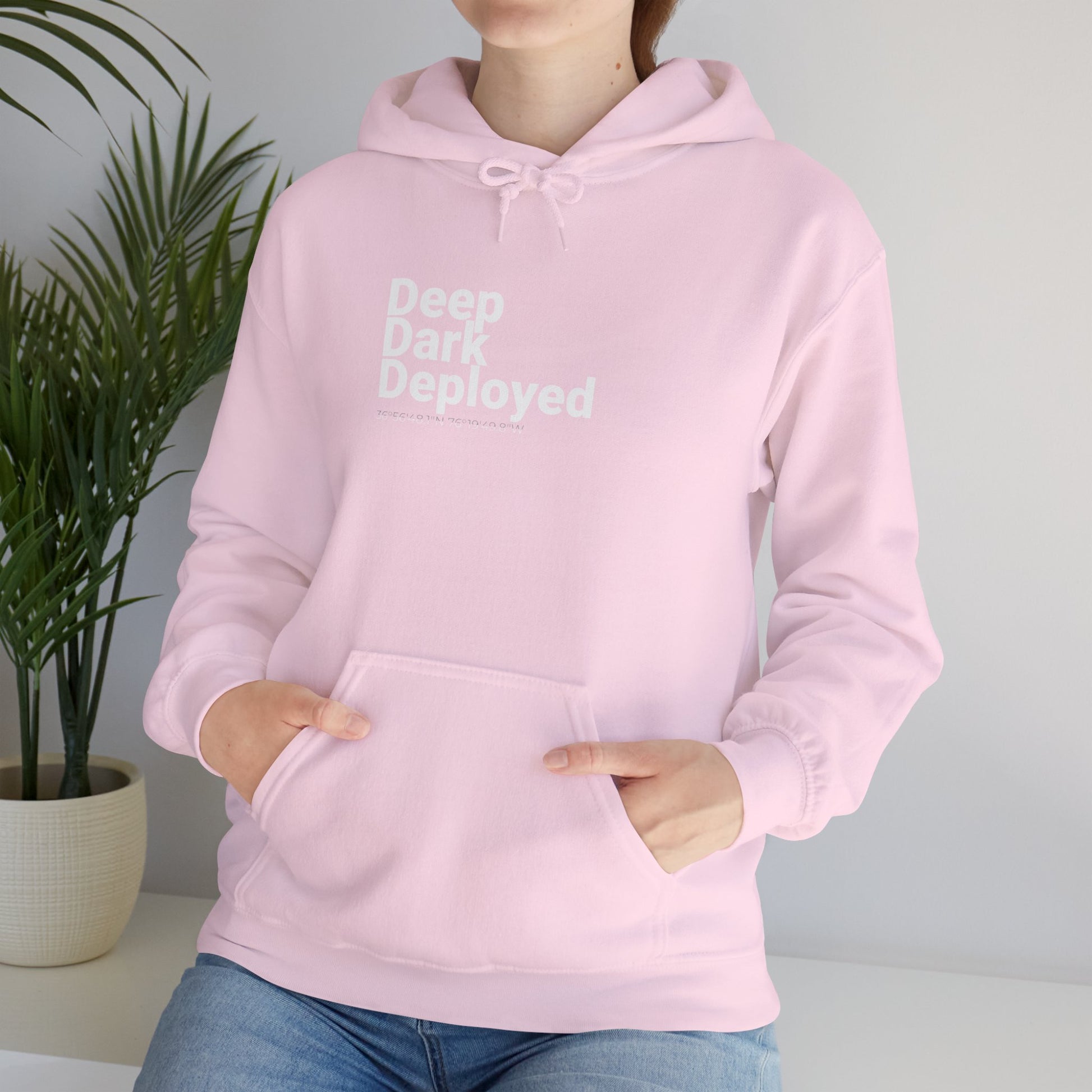Naval Station Norfolk nautical coordinates 36°56′48.1″N 76°19′49.8″W — submariner hoodie back print detail
