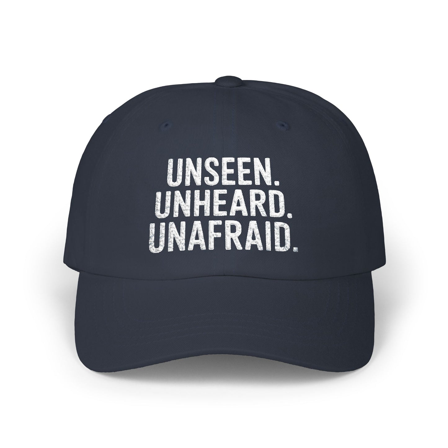 Unseen. Unheard. Unafraid.
Silent Service Embroidered Dad Cap | Naval Base Coordinate Edition